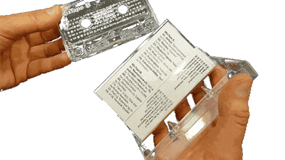 Animated gif of a cassette being put inside the case.