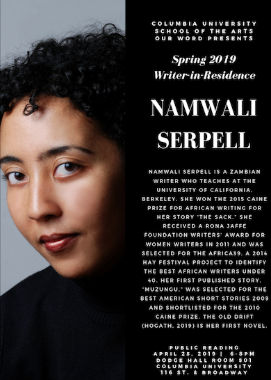 Spring 2019 Writer in Residence: Namwali Serpell