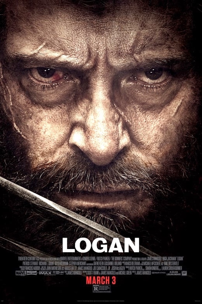 Logan promotional poster - close up of a man's face. 