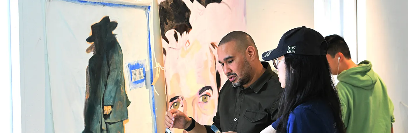 Professor David Antonio Cruz teaching in spring figure painting class.