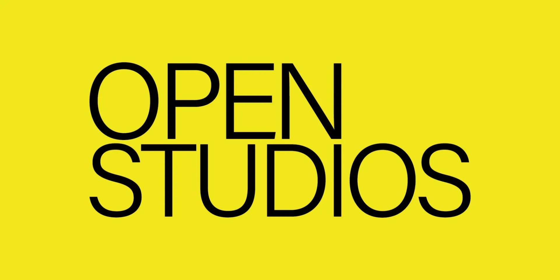 yellow box with the words "open studios"
