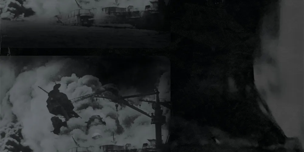 old film of war ship