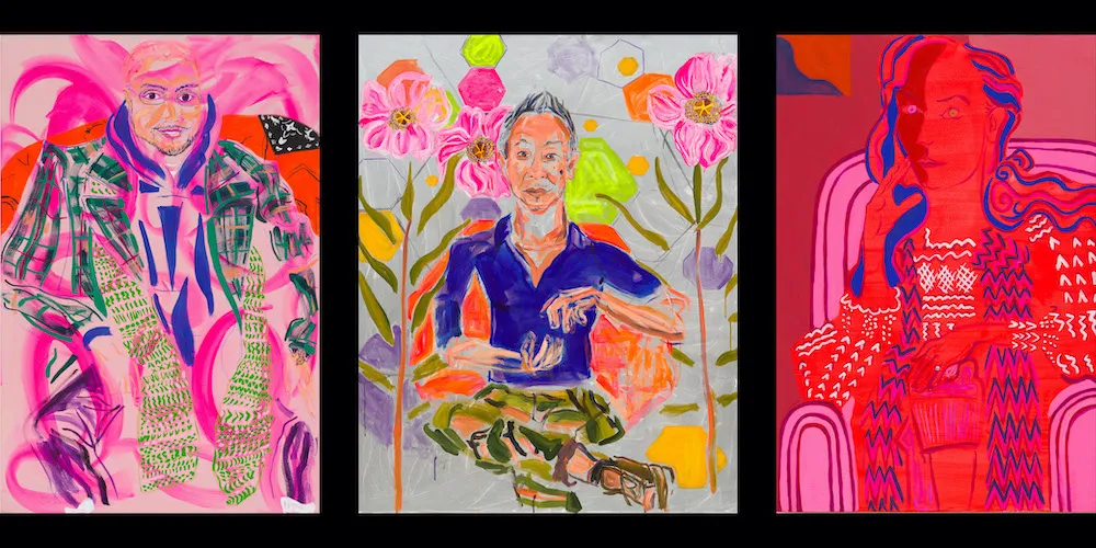 paintings by Heidi Howard of three artists