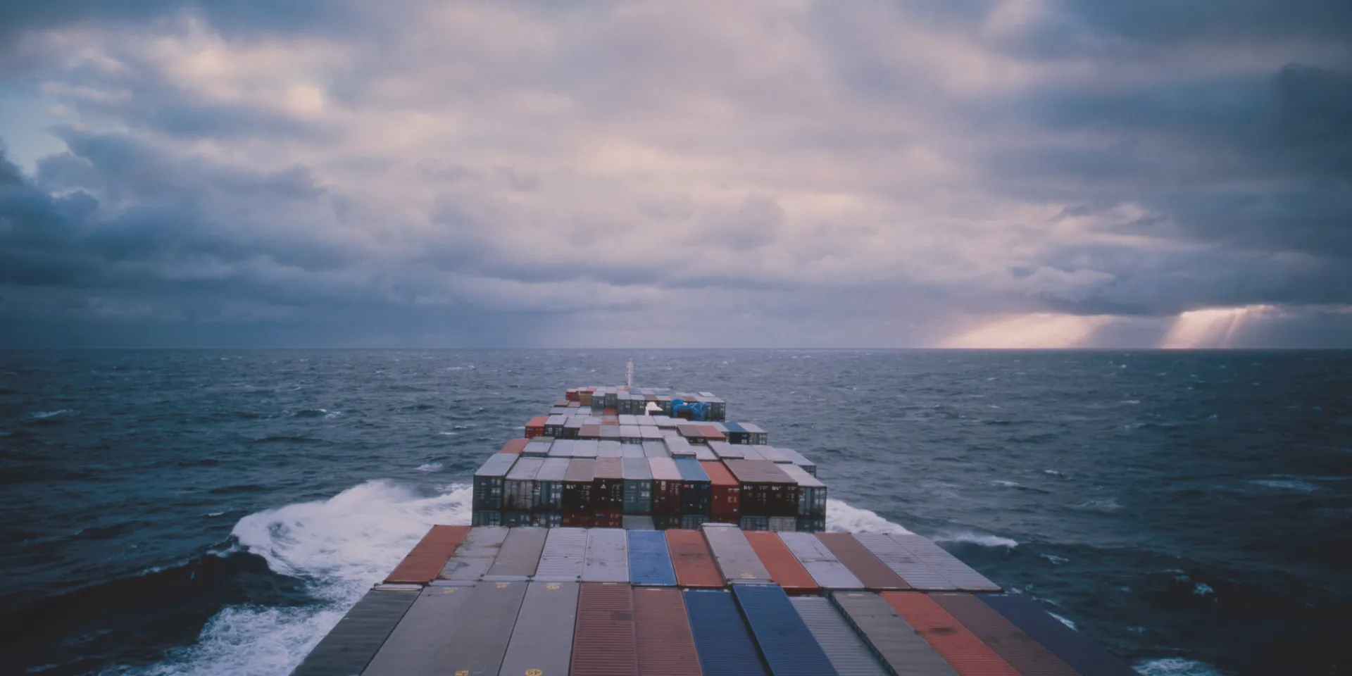 View of Atlantic ocean taken from a cargo vessel.