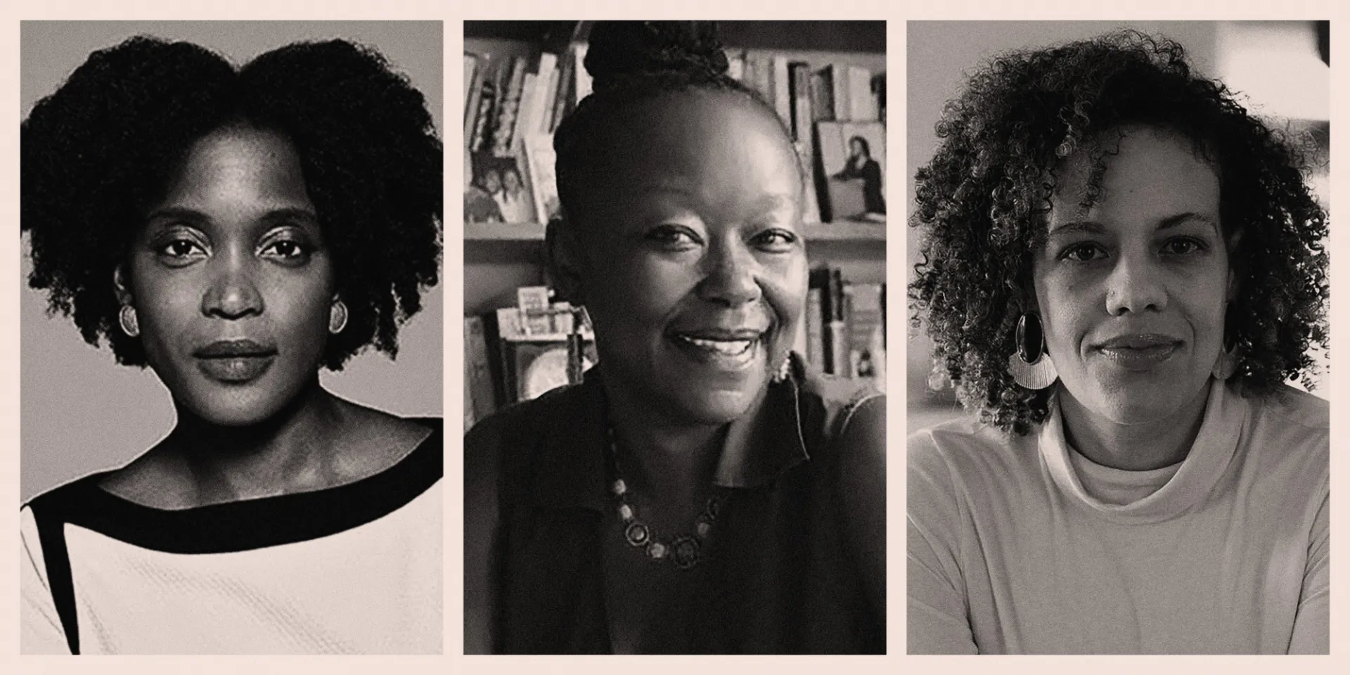 Left to right: Headshots of Adama Delphine Fawundu, Farah Jasmine Griffin, and Shana L. Redmond.