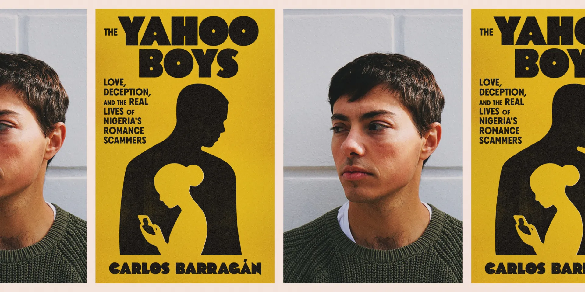 Headshot of Carlos Barragán next to book cover for 'The Yahoo Boys.'