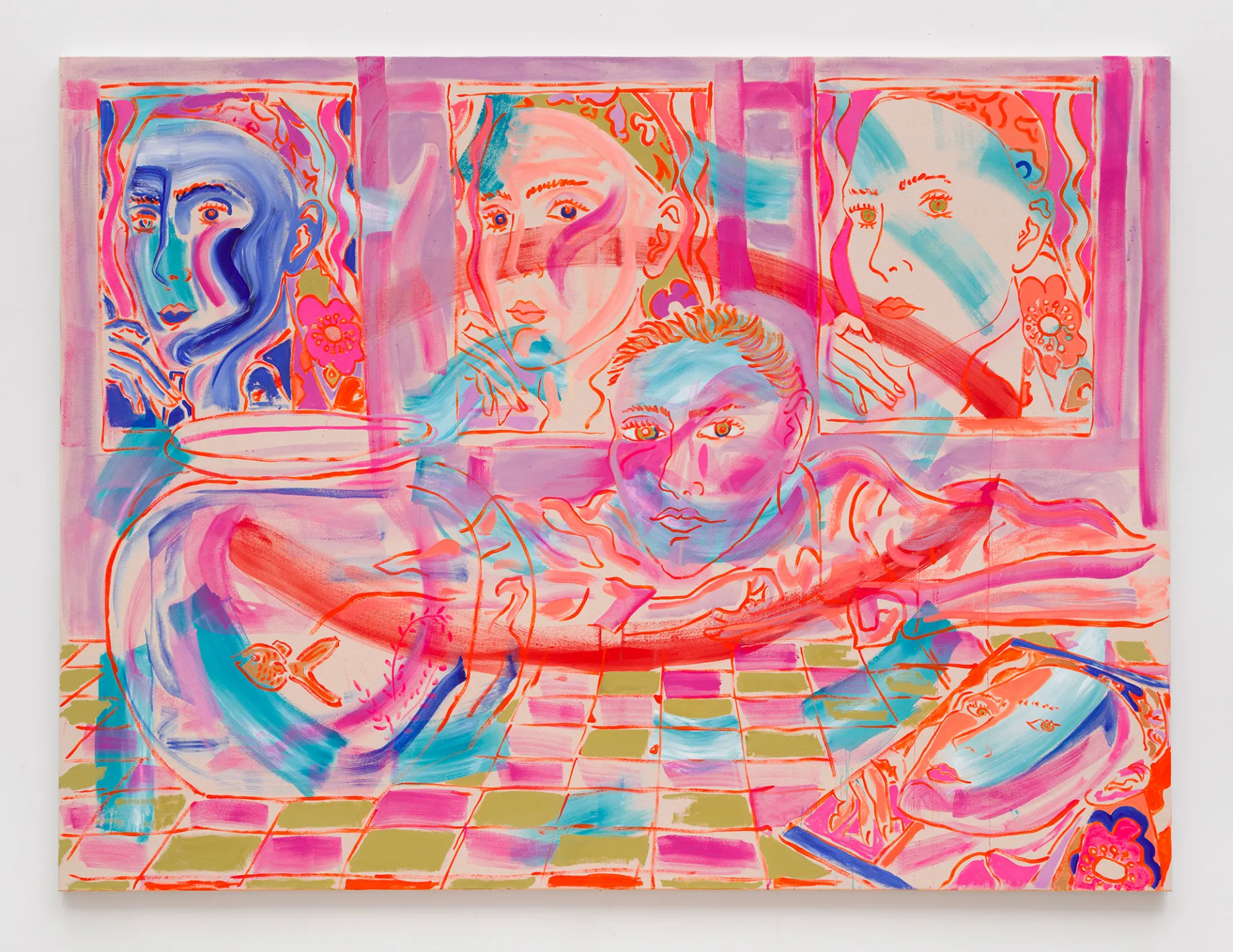 Heidi Howard, Me Fish, 2024. Acrylic on canvas, 60 x 80 inches. Courtesy of the artist. Photo by Charles Benton.