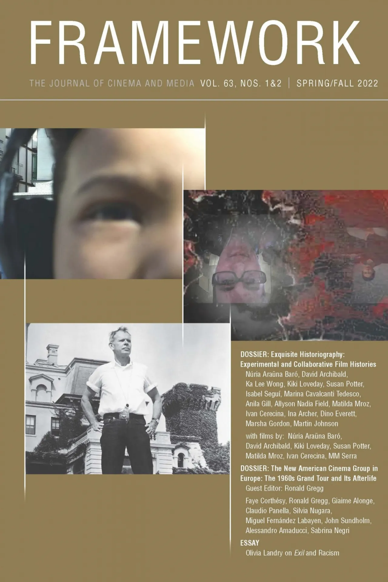 Magazine over featuring three photographs of people on a tan background. 