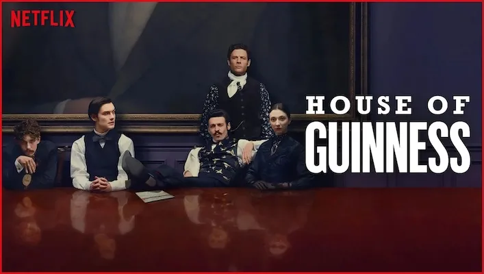 five people sit at a table. text: 'House of Guinness'