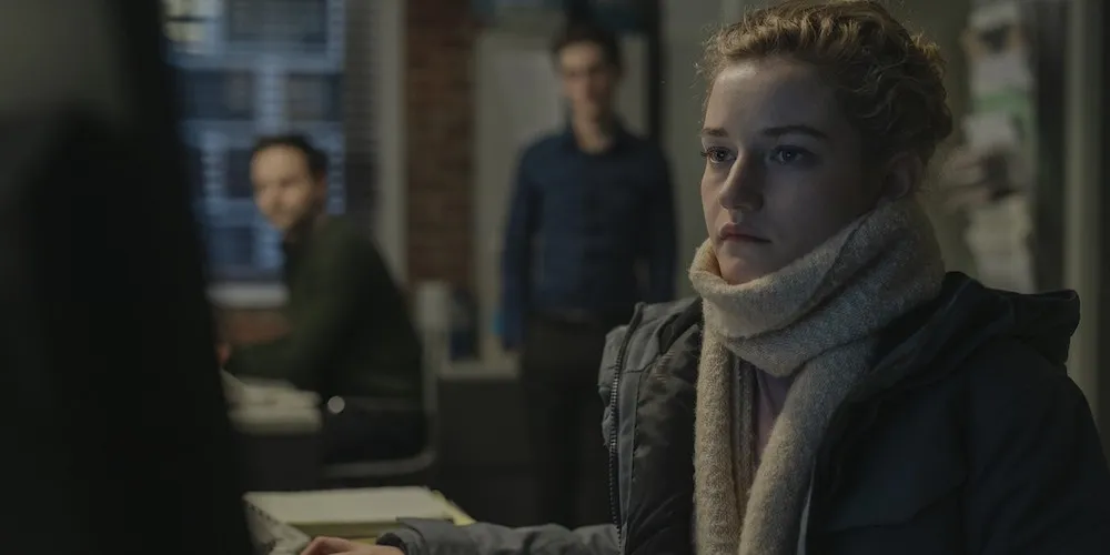 Julia Garner stars as Jane, an aspiring film producer, in "The Assistant."