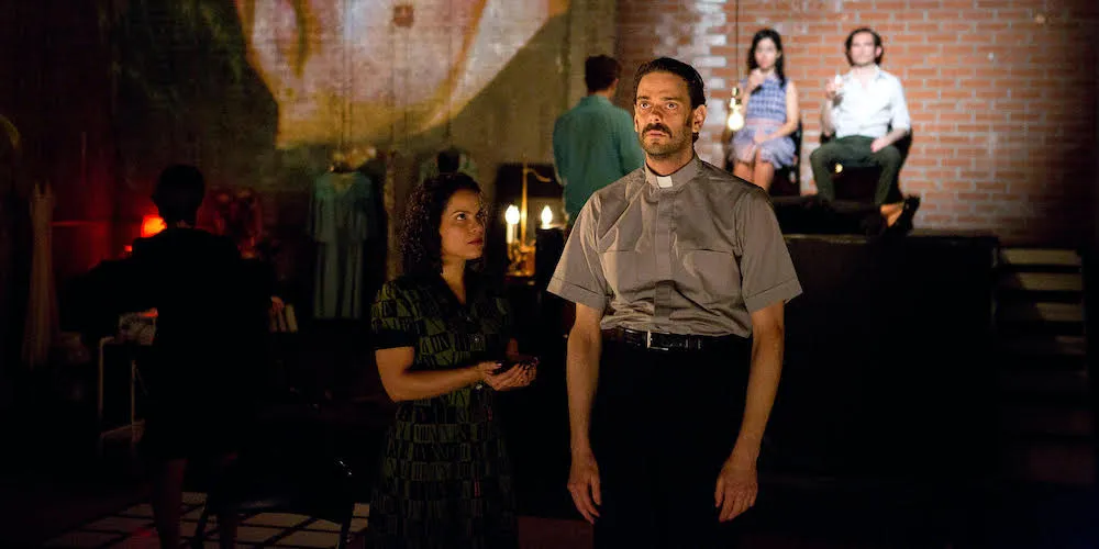 Two actors standing centerstage