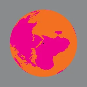 Orange and pink image of the globe centered in Ethiopia.