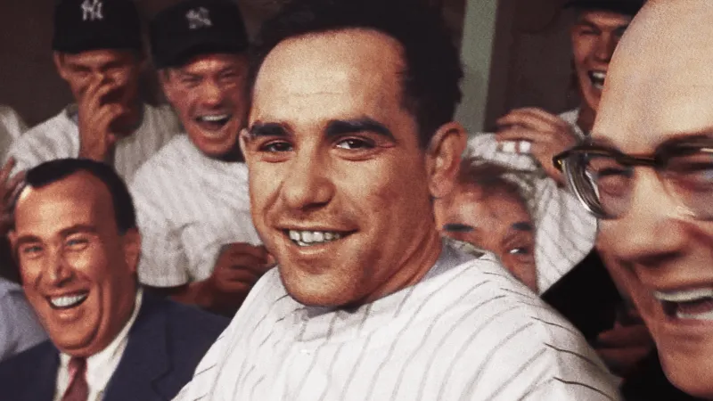 Crowd of Yankees players and management