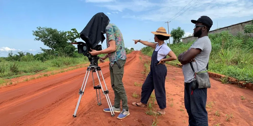 Olive Nwosu on set in Nigeria
