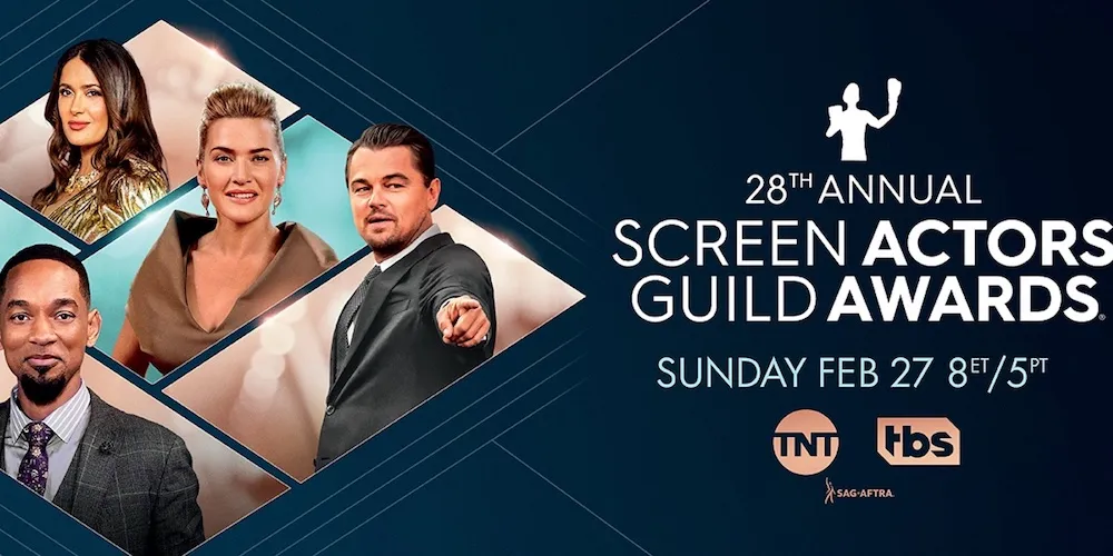 Poster for the guild awards, famous people on the left.