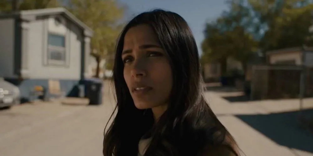 Woman in suburban street