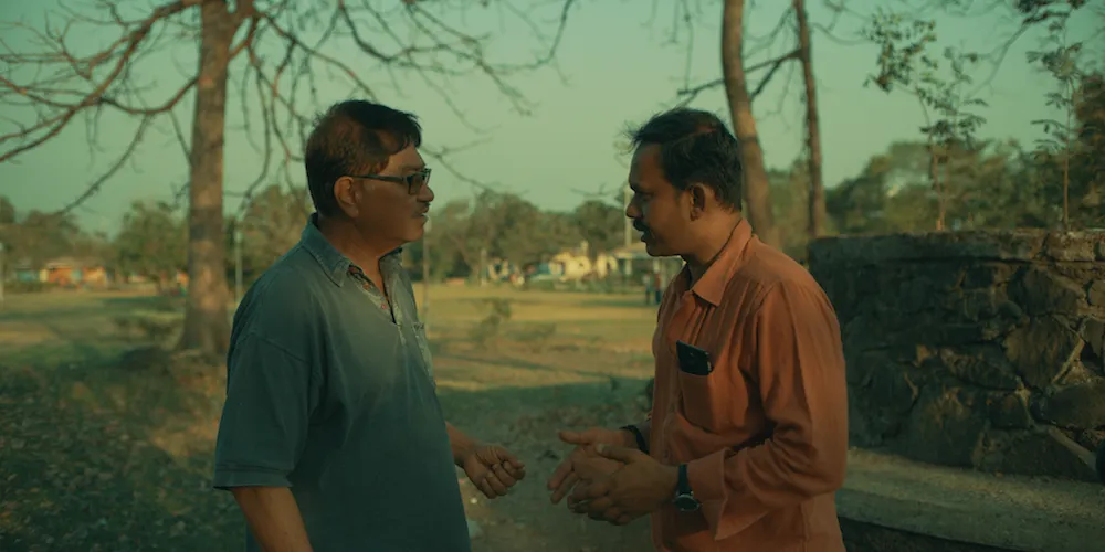 Two men talking