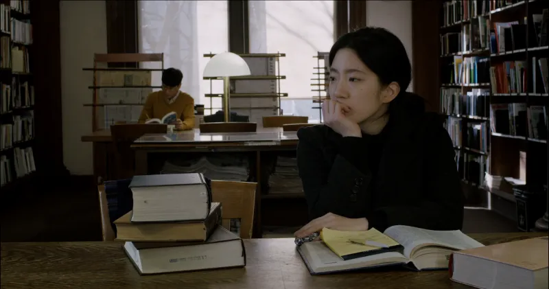 Woman in library