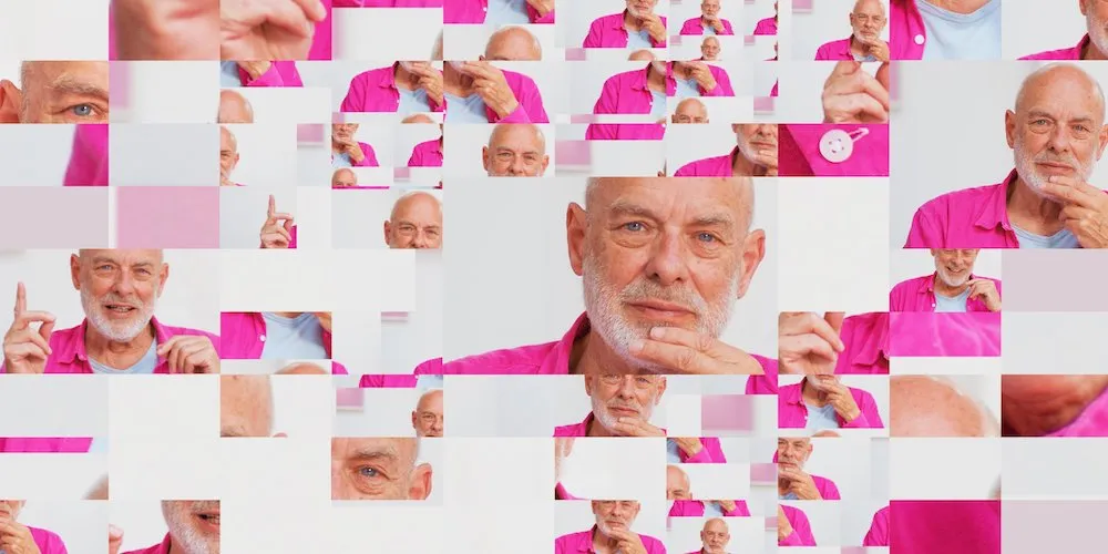 Fragmented image of a man's face. 