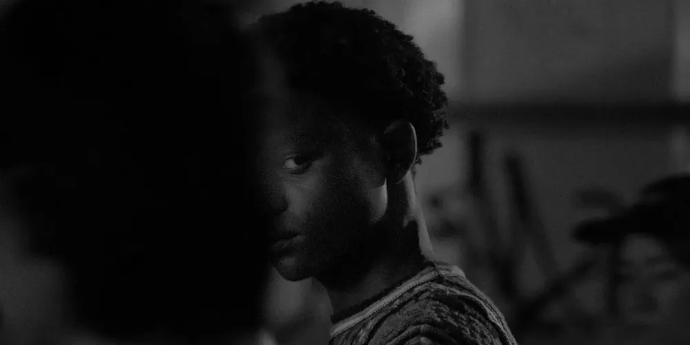 close up on person's face, partially obscured