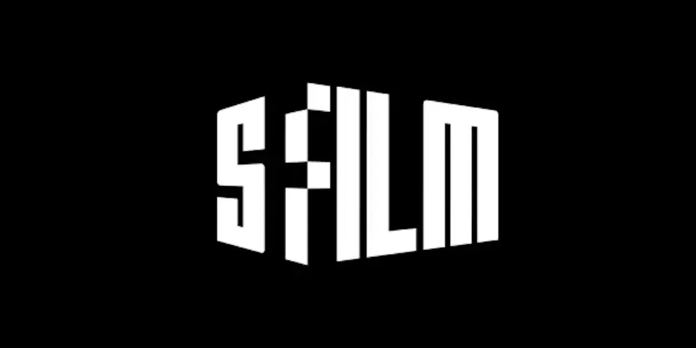 White SSFILM logo on black background