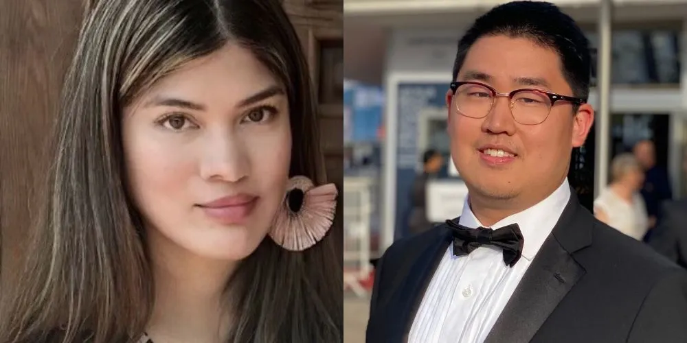 Headshots of a woman and man
