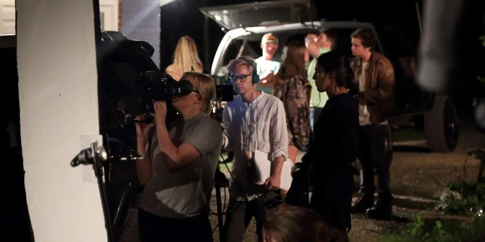 Group of students in a film set.