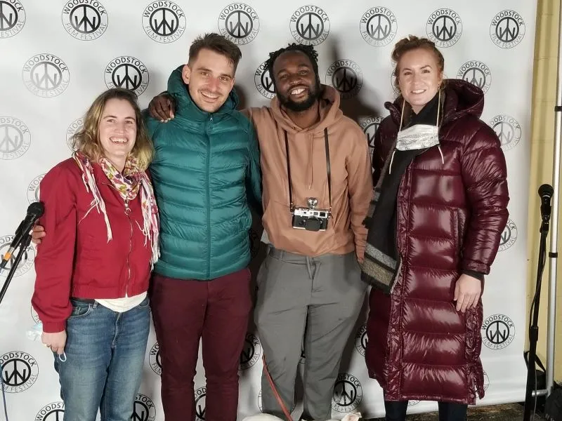 Left to right: Noa Osheroff, and Kevin Haefelin (student), Adewale Olukayode (student), and Amanda Naseem