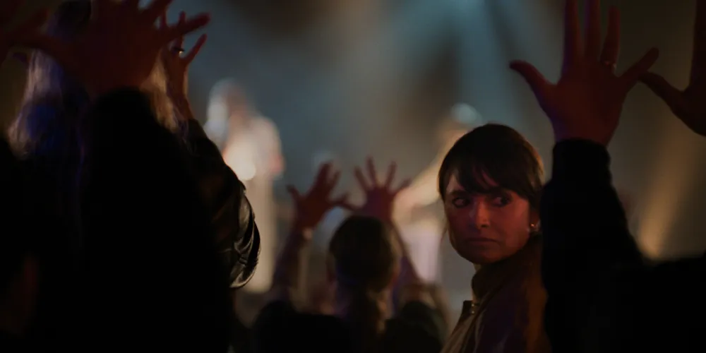People in a crowd. 