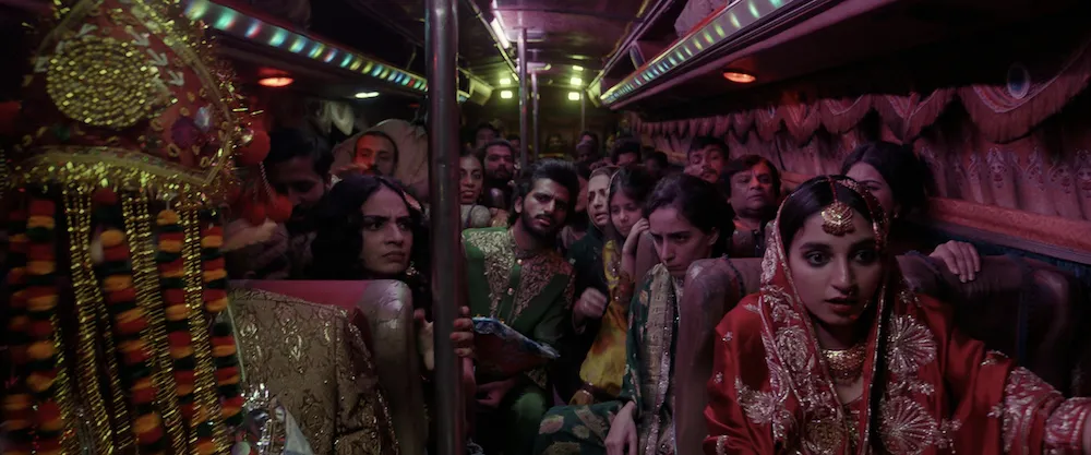 a group of people on a bus