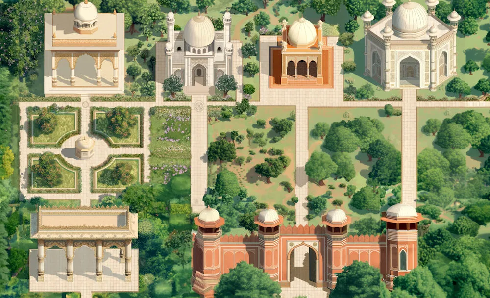 Ariel view of buildings. 