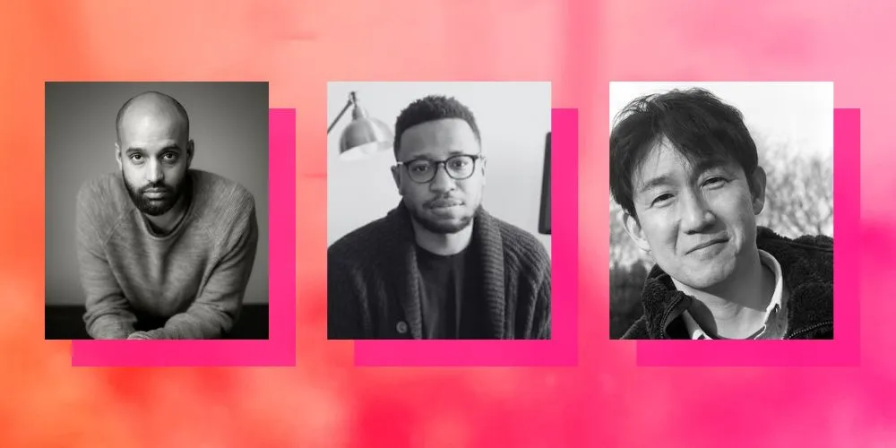 headshots of Shayok Misha Chowdhury '16, Adjunct Assistant Professor Vinson Cunningham, Adjunct Assistant Professor Ed Park ’95