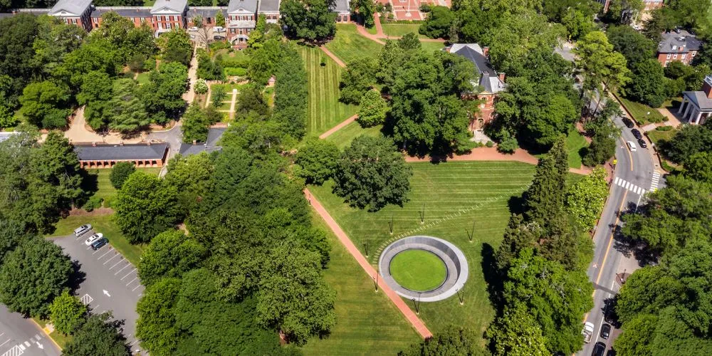 Aerial view of a campus