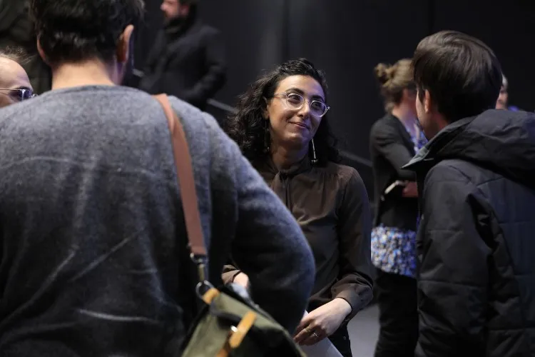 Nadia Gaber talking to crowd.