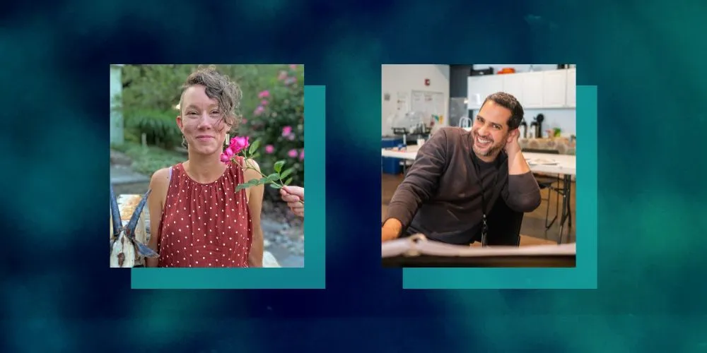 Left to right: Elizagrace Madrone '20 and Kareem Fahmy '07