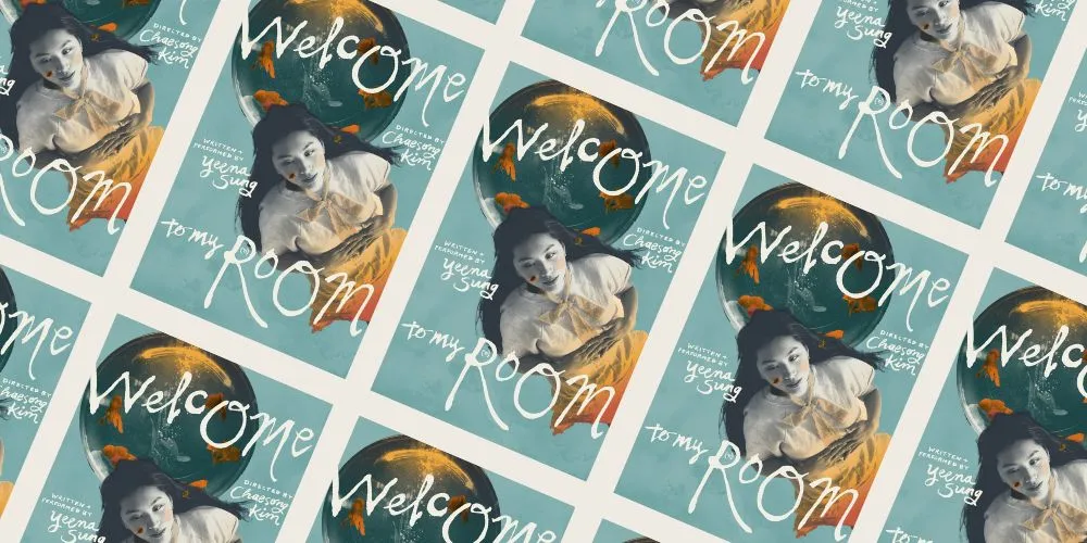Poster of 'Welcome to My Room,' showing a young woman with a fishbowl. 