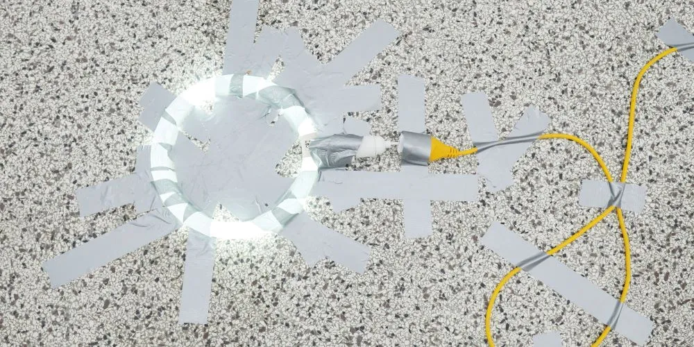 Bat-Ami Rivlin '18, Untitled (LED, cord, duct tape), 2021, Installation shot
