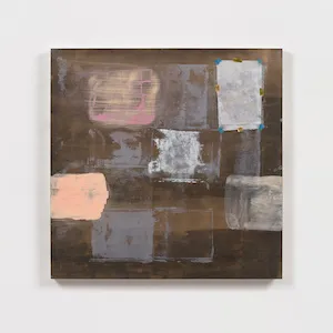 Abby Robinson, 'See Better,' (36" x 36," acrylic, oil, silkscreen, vellum, image transfer, gouache, and tape on wood panel). Photography credit Pierre Le Hors. Courtesy the artist and Tilton Gallery, New York