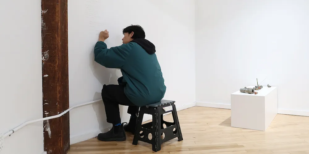 Calvin Kim, 'Dreamers' (poem transcribed via pencil lead, 2022) Courtesy of artist and Subtitled NYC