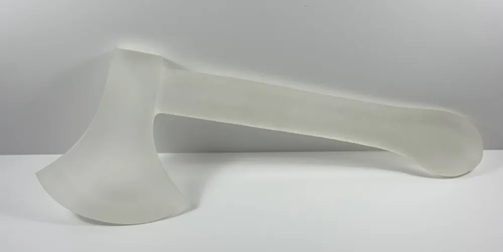 Hatched made of glass in front of white background.