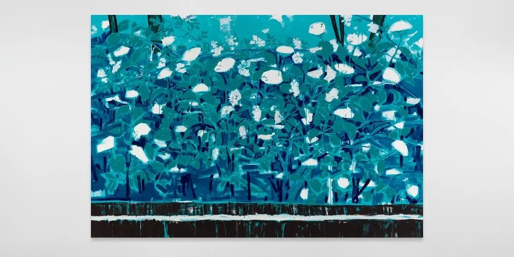 blue floral visual art
