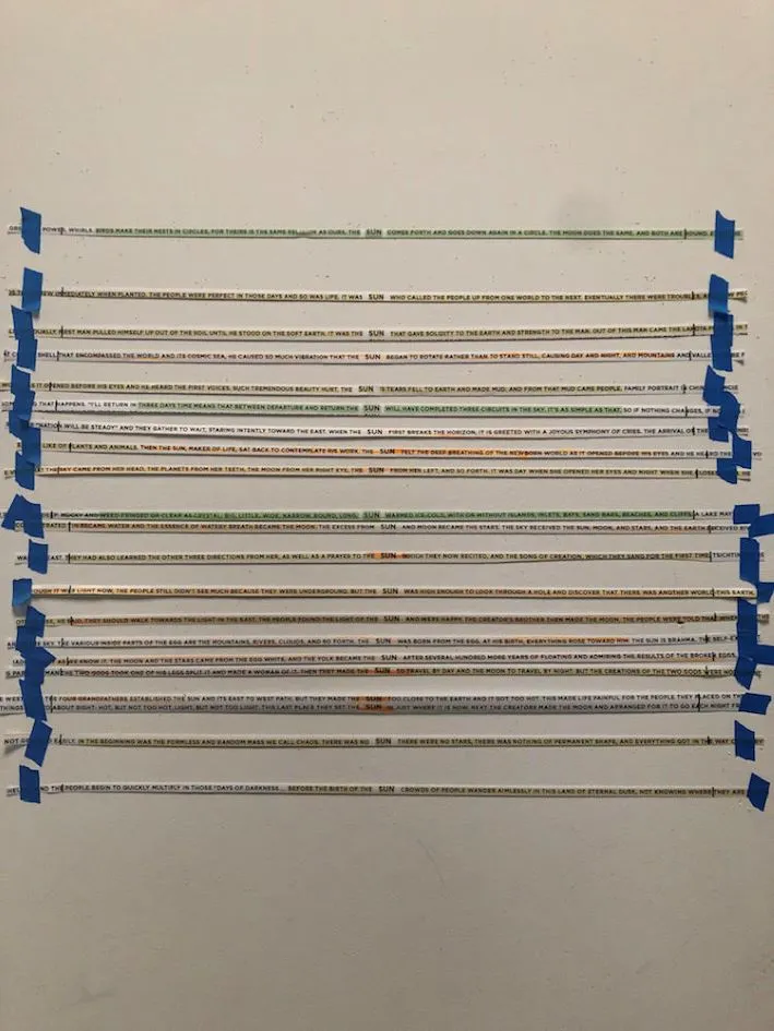 Strips of paper with sentences.