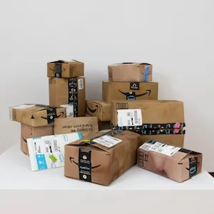Artwork that looks like Amazon prime boxes