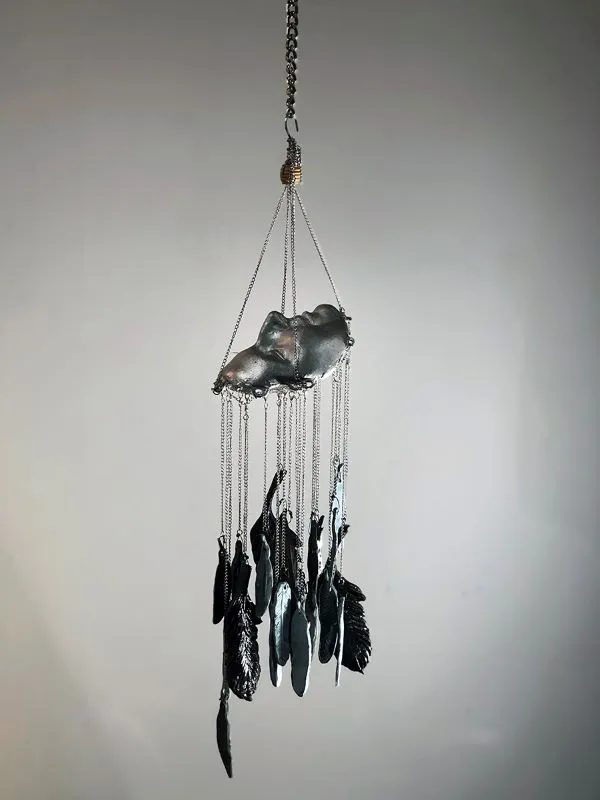 Mask with draping chains and other hanging components