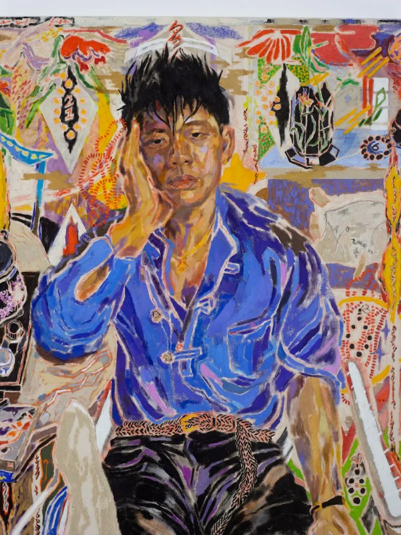 Colorful self-portrait painting