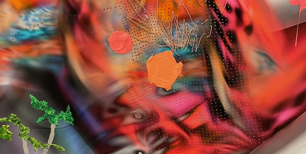 Kai Oh, 'Leaf' (detail, mixed media on archival pigment print, 2023)