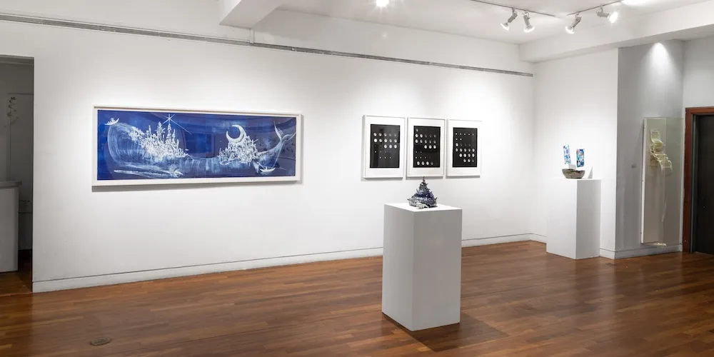 art on display in a gallery