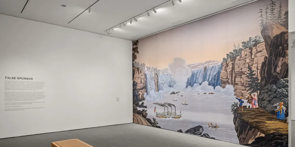 Gallery walls with a mural a Niagara Falls. 