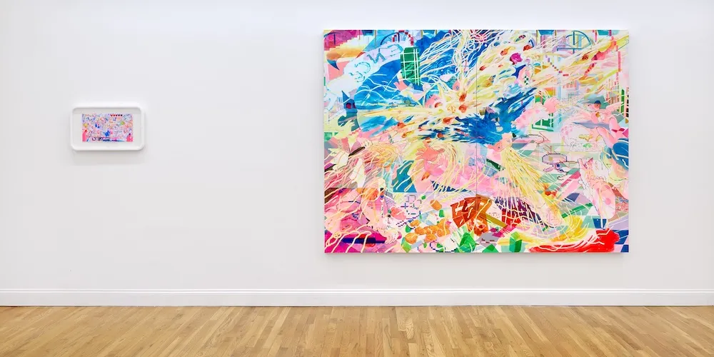 art on display in a gallery