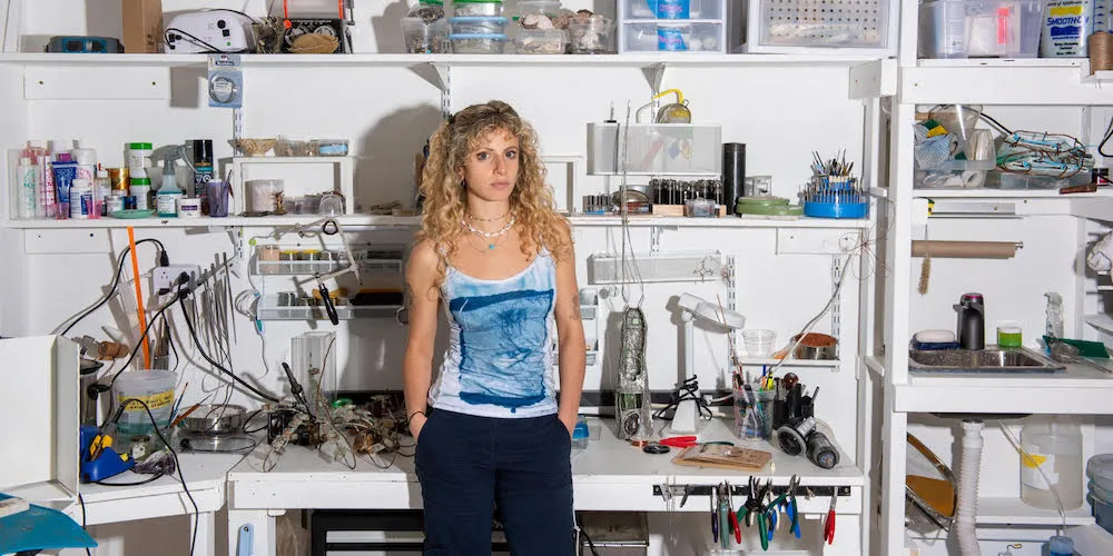 Visual Arts student Sasha Fishman in her studio.